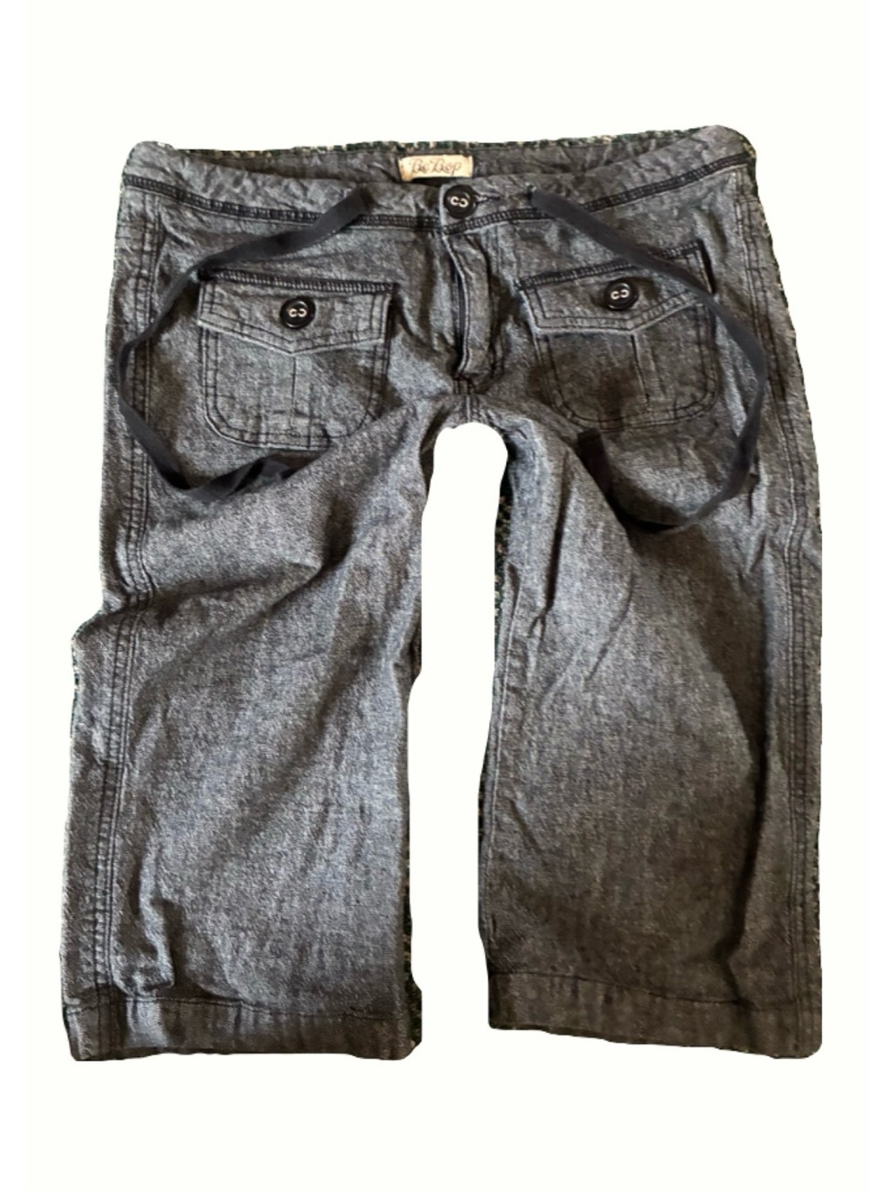 Casual Gray capri Pants with Drawstring Waist